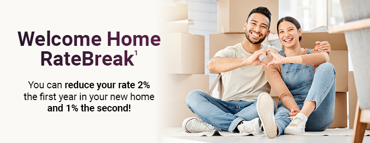 Welcome Home RateBreak(1) You can reduce your rate 2% the first year in your new home and 1% the second!